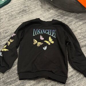 Amazon Black Crew Neck Sweater with Butterfly Design